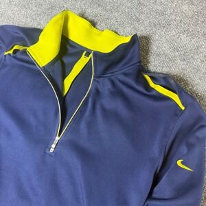 Nike‎ Golf Dri-FIT Half Zip Pullover Women's Medium Athletic Top Blue Yellow